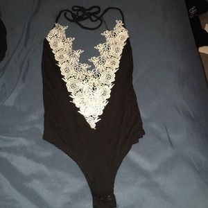 Black lace body suit